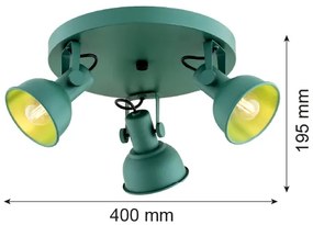 Argon 6265 - Spotlámpa LENORA 3xE14/7W/230V zöld