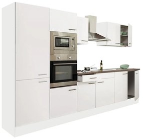 Yorki 330 konyhabútor fehér korpusz,selyemfényű fehér fronttal polcos szekrénnyel