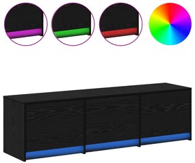 TV Szekrény LED Fekete Tölgy 140x34x40 cm Szerelt Fa