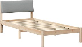 vidaXL Ágykeret Barna és világosszürke 90 x 200 cm Tömör fenyőfa