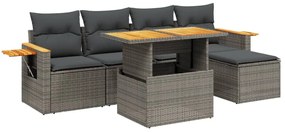 6 részes szürke polyrattan kerti ülőgarnitúra párnákkal