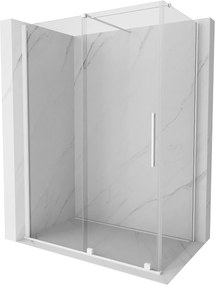 Mexen Velar, tolóajtós zuhanykabin 160 (ajtó) x 100 (fal) cm, 8mm átlátszó üveg, fehér, 871-160-100-01-20