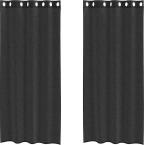 vidaXL 2 db fekete fátyolfüggönyök rojtokkal 140x225 cm