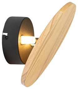 Rusztikus fali lámpa kerek fa - Pulley