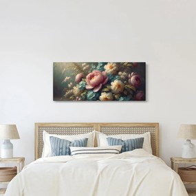Kép - Természet csendélet virágokkal - festmény (120x50 cm)