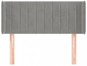 világosszürke bársony fejtámla 83x16x78/88 cm