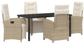 vidaXL Kert étkező szett párnával 5 pcs Bézs polirattan
