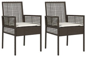 vidaXL Kerti Szék párnával 2 pcs Barna 55 x 53 x 85 cm polirattan