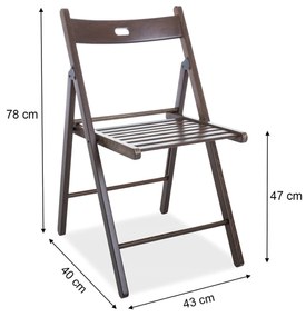 SI SOLE összecsukható tömör fa kerti szék - sötét dió