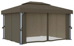 tópszínű pavilon függönnyel és LED fényfüzérrel 4 x 3 m