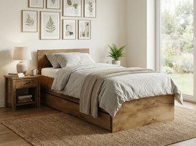 Ágy ELISA 90 x 200 cm, artisan tölgy Matrac: Coco Maxi matrac 20 cm, Ágyrács: Deszkás ágyráccsal