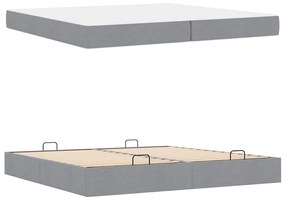 Ágykeret tárolóval Világosszürke 200 x 200 cm szövet