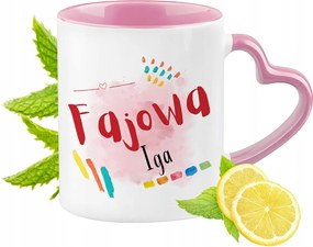 Igi bögre rózsaszín, szív alakú füllel Kávé ajándék