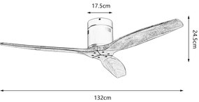 ZEVENTI - SPELLO mennyezeti ventilátor, Wi-Fi Tuya, króm/tölgy + távirányító