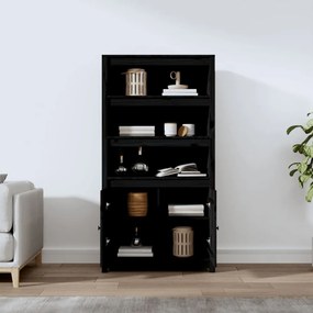 fekete tömör fenyőfa magasszekrény 80 x 35 x 154 cm
