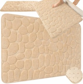 Memóriahabos fürdőszobaszőnyeg, csúszásgátló, 50 x 80 cm, bézs