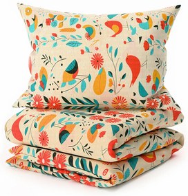 Krep ágynemű RETRO BIRD színes Ágyneműhuzat mérete: 70 x 90 cm | 140 x 200 cm