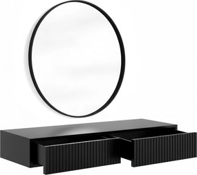 Nicole fali sminkasztal fekete tükörrel 80 cm - matt fekete
