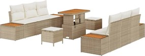 vidaXL Kerti Kanapé Szett 9 pcs Bézs polirattan