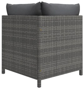 3 részes szürke polyrattan kerti bútorszett párnákkal