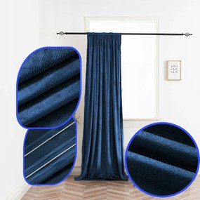 Halszálka velúr 140x250 cm – Függöny szalaggal, Stílusos és elegáns Sötétkék