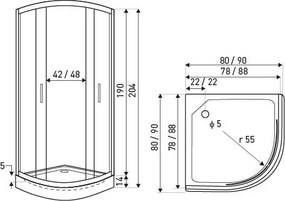 Malibu 80 íves zuhanykabin zuhanytálcával
