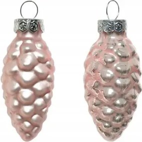 Üveggömb toboz világos rózsaszín fényes/matt 6cm 12db