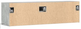 betonszürke falra szerelhető TV-szekrény LED-del 140x31x38 cm
