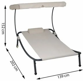 GARTHEN Kerti nyugágy tetővel-kerekekkel  202 x 139 x 152 cm