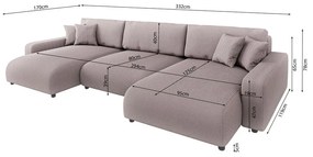 Világos rózsaszín kordbársony kinyitható tárolóhelyes sarokkanapé Sara – Ropez