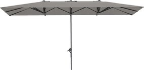 Outsunny Dupla Napernyő Crank-kal 451 x 264 cm, UV Védelem 50+, Szélálló Kerti Napernyő Erkélyre, Alumínium Piac Napernyő Napvédelem az Erkélyre, Tera