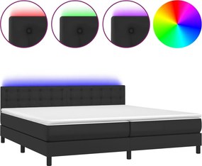 vidaXL fehér műbőr rugós ágy matraccal és LED-del 200x200 cm