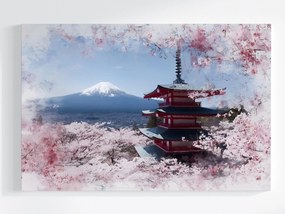 Vászonkép Canvas Japán Hegy Fuji Pagoda Sakura Cseresznyevirág 120x80