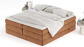 Narancssárga ágyneműtartós boxspring ágy ágytámla nélkül 200x200 cm Juniper – Maison de Rêve