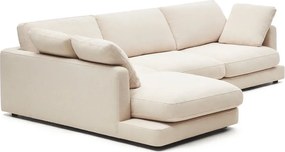 Bézs zsenília sarokkanapé (bal oldali-heverő résszel) Gala – Kave Home