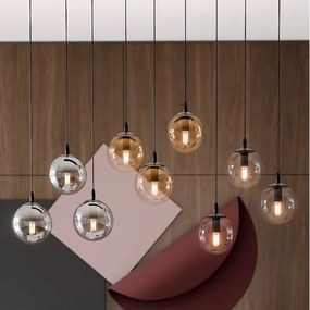 Csillár zsinóron COSMO 9xE14/10W/230V fekete/szürke/bézs/átlátszó