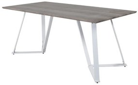 Asztal Dallas 372Fehér, Szürke tölgy, 75x90x180cm, Közepes sűrűségű farostlemez, Fém