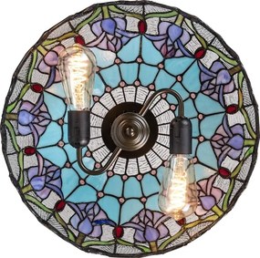 Brilagi - Tiffany stílusú vitrázs csillár, láncra függesztett LORAS 2xE27/60W/230V