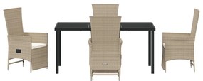 5 darabos kültéri étkezőszett párnákkal Bézs Poli rattan