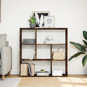 füstös tölgy szerelt fa elválasztó könyvespolc 102x29x103,5 cm