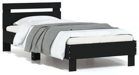 fekete szerelt fa ágykeret fejtámlával 90 x 190 cm