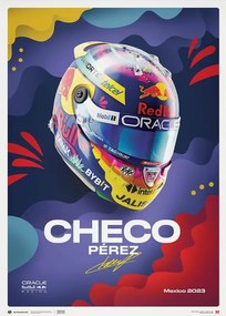 Művészeti nyomat Oracle Red Bull Racing - Sergio Pérez - Helmet - Mexican Grand Prix - 2023, Automobilist