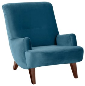 Brandford Suede petróleum kék fotel barna lábakkal - Max Winzer