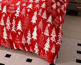 Mikroplüss ágyneműhuzat CHRISTMAS TREES piros Ágyneműhuzat mérete: 2 db 70 x 90 cm | 200 x 220 cm