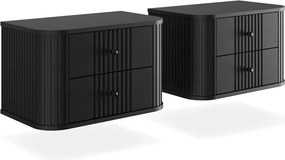 Függő éjjeliszekrények készlet Vesper 56 cm - fekete / fekete fogantyúk