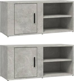 vidaXL 2 db betonszürke szerelt fa TV-szekrény 80x31,5x36 cm