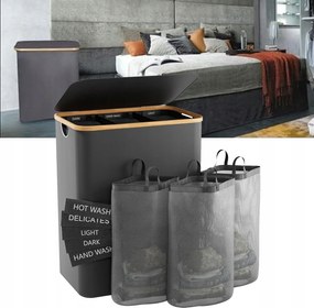 Szennyestartó kosár 3 kosár, ipari,szürke 156L