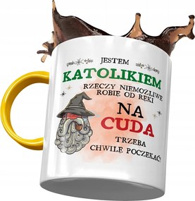 Sárga Bögre Katolikusoknak Várni kell Egy Pillanatot Nyomtatott Fotóval