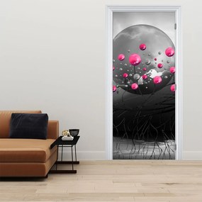 Fotótapéta ajtóra - Rózsaszín absztrakt gömbök (95x205cm)