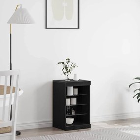 Széf LED -es lámpákkal Fekete tölgy 41 x 37 x 67 cm Faanyag